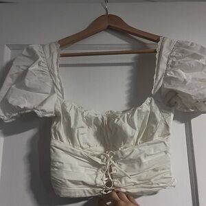 House of CB Cream Puff Sleeve Crop Top